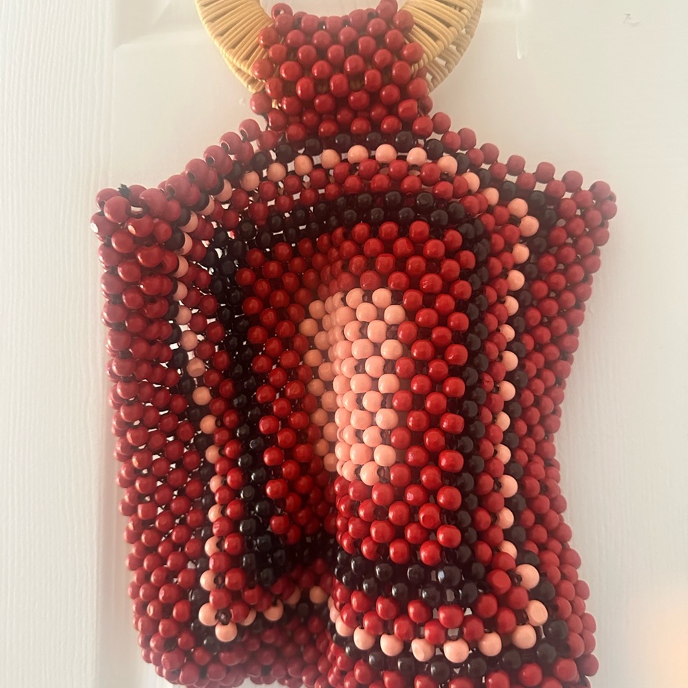 Beaded Red and Black Handbag